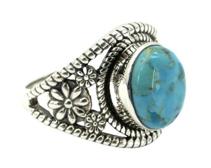 Turquoise ring in 925 zilver (maat 17,5)