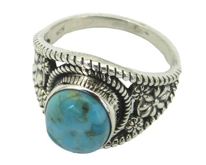 Turquoise ring in 925 zilver (maat 17,5)