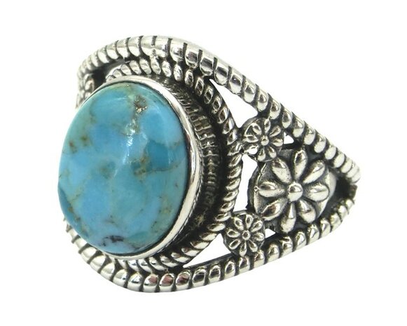 Turquoise ring in 925 zilver (maat 17,5)